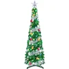 5 FT Tinsel Christmas Tree with 50 Multicolor LED Lights and Ball Ornaments