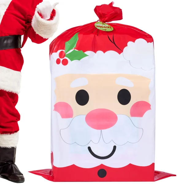 56in x36in Jumbo Christmas Santa Plastic Gift Wrapping Bag for Gift Giving