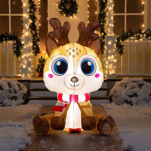 5ft LED Cartoony Reindeer Christmas Decorations