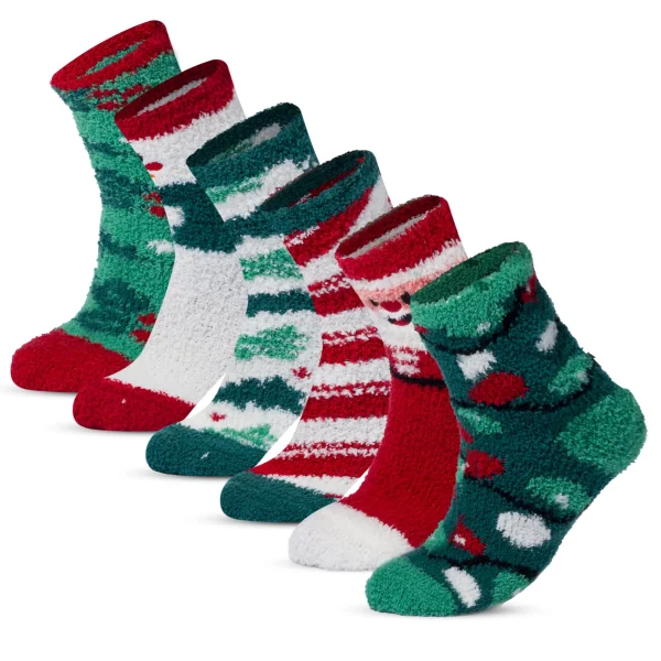 6 Packs Women Fuzzy Slipper Socks
