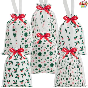 6 Pieces Christmas Drawstring Gift Bags