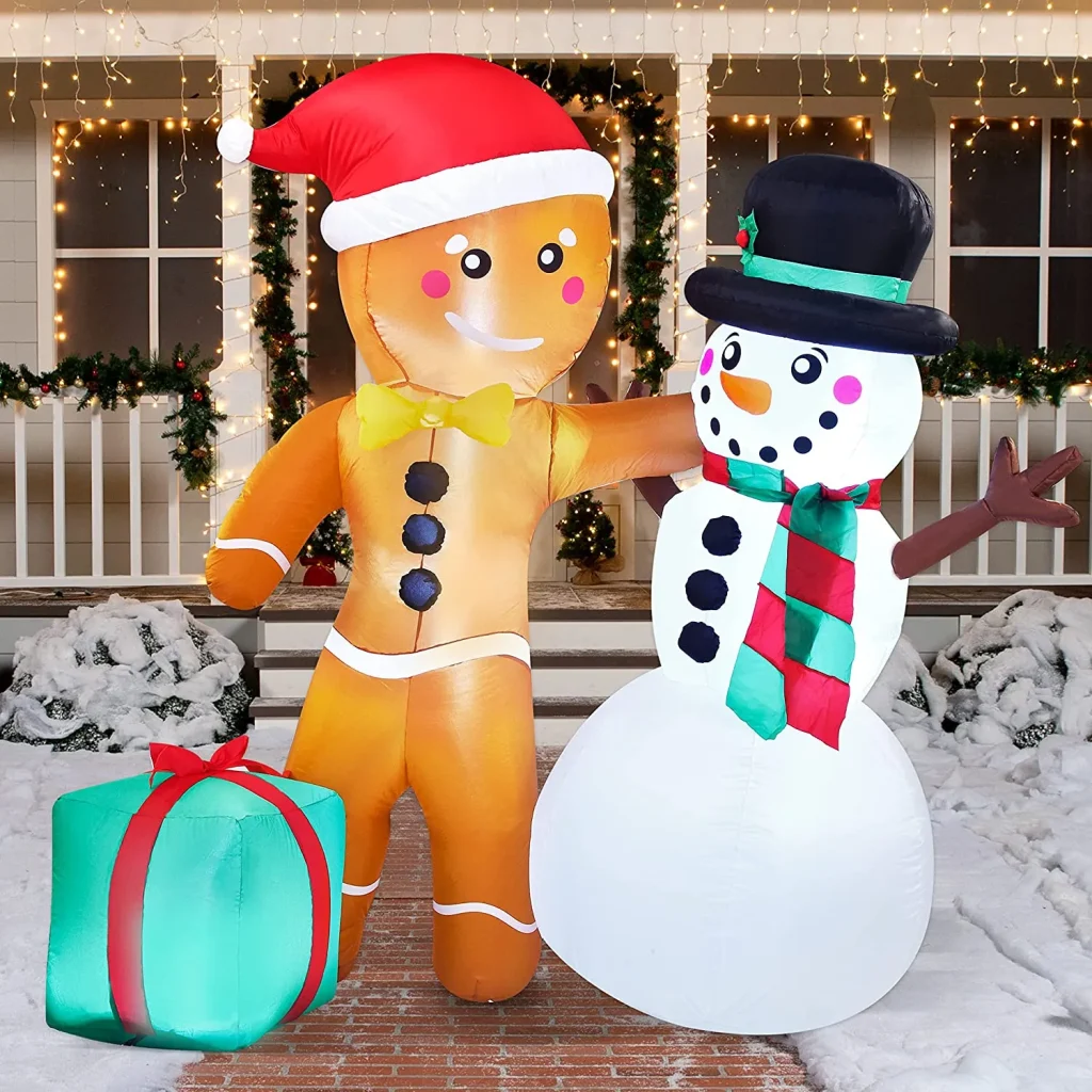Inflatable Gingerbread Man with Snowman