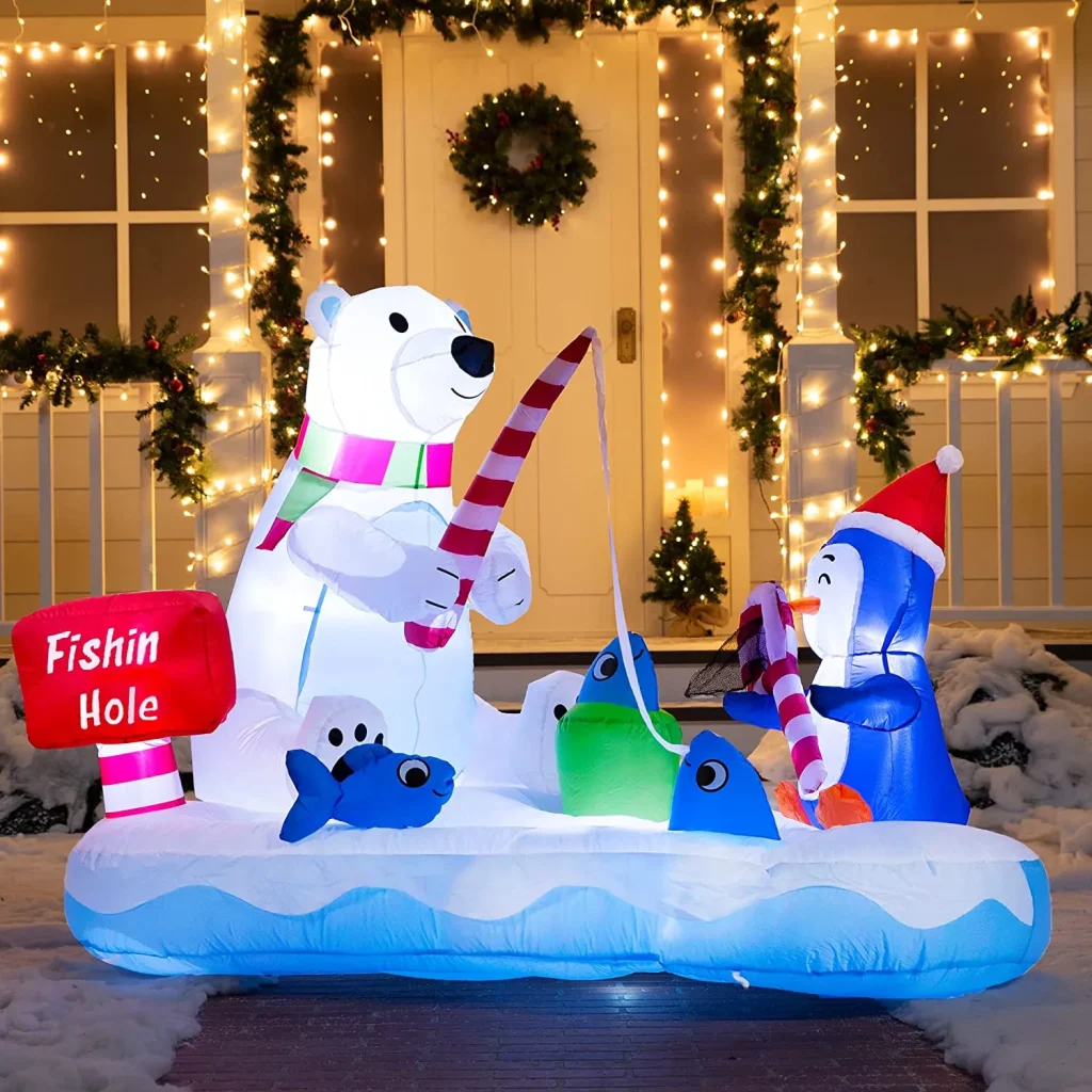 Inflatable Fishing Polar Bear Decoration