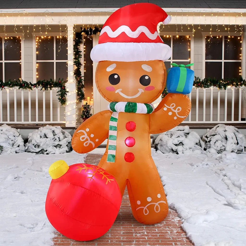 Welcome Sign Inflatable Christmas Gingerbread Decor