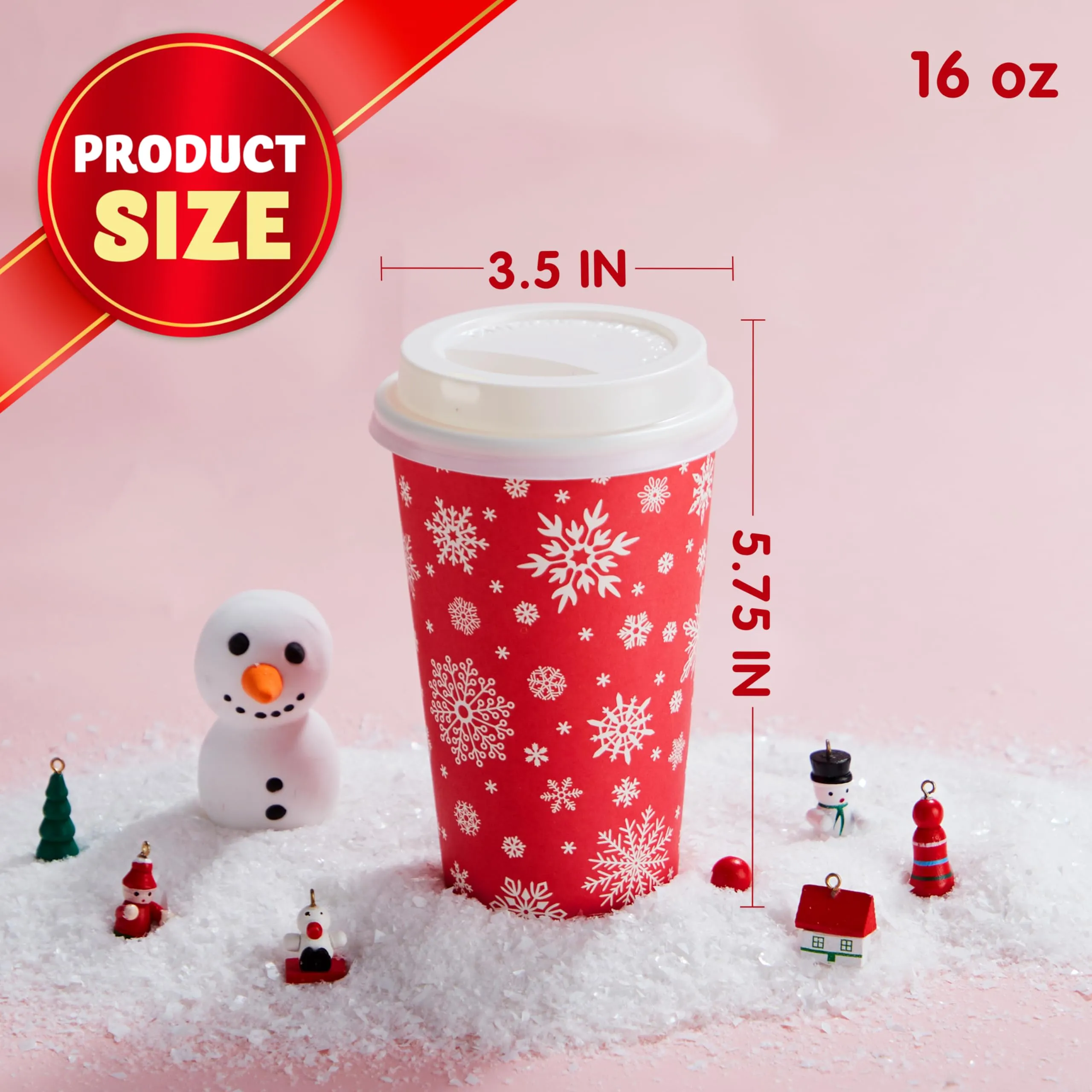 48pcs Christmas Paper Cup 9 oz with Holiday Design