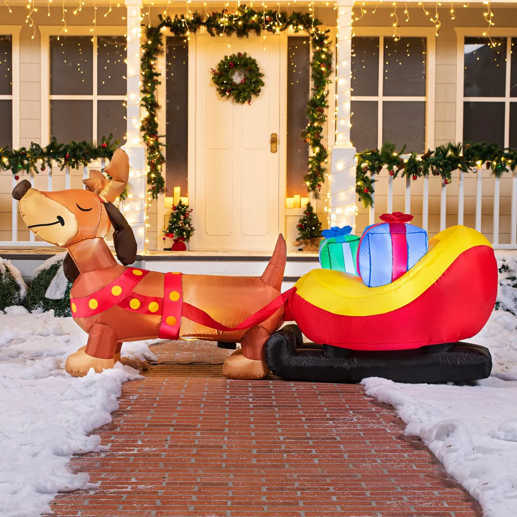 Long Puppy Christmas Inflatable Decoration