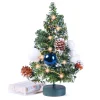 9in Snow Flocked Prelit Christmas Tree with Pine Cones and Ornaments