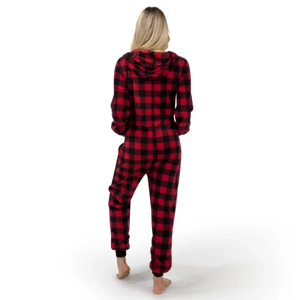 Adult Christmas Fleece Plaid Hoodie Full Zipper Pajamas