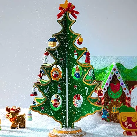 24 Days Wooden Christmas Tree Countdown Calendar