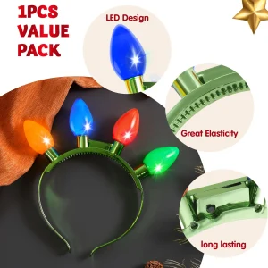 Christmas 1 Pack LED Light Up Bulb Headband
