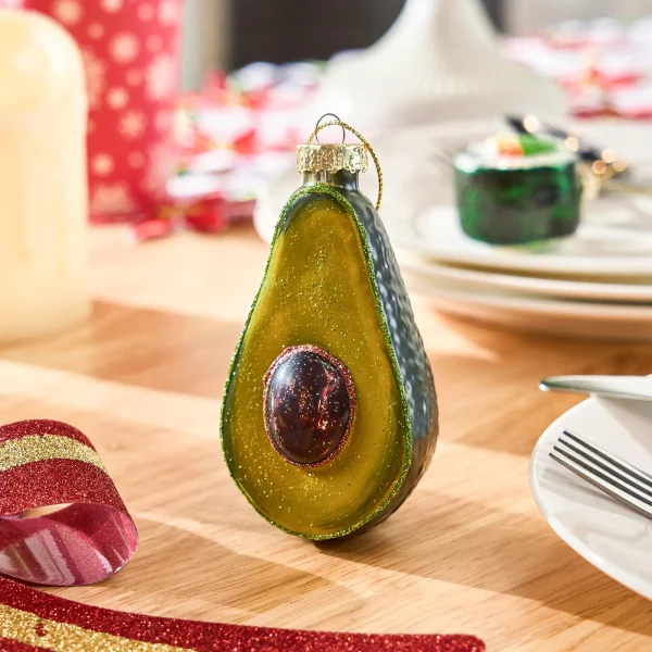 Christmas Avocado Glass Blown Food Ornament