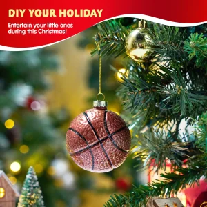Christmas Basketball Glass Blown Ornament Ball