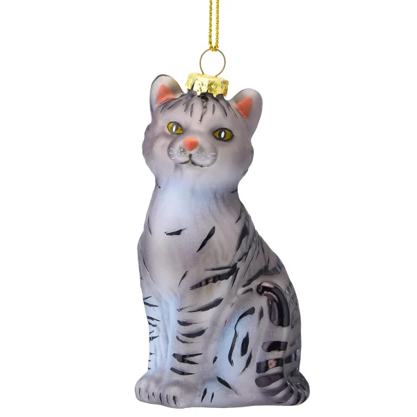Christmas Cat Shorthair Glass Blown Ornament