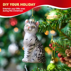 Christmas Cat Shorthair Glass Blown Ornament