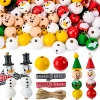 Christmas DIY Wooden Beads Craft, Printed Wood Round Beads
