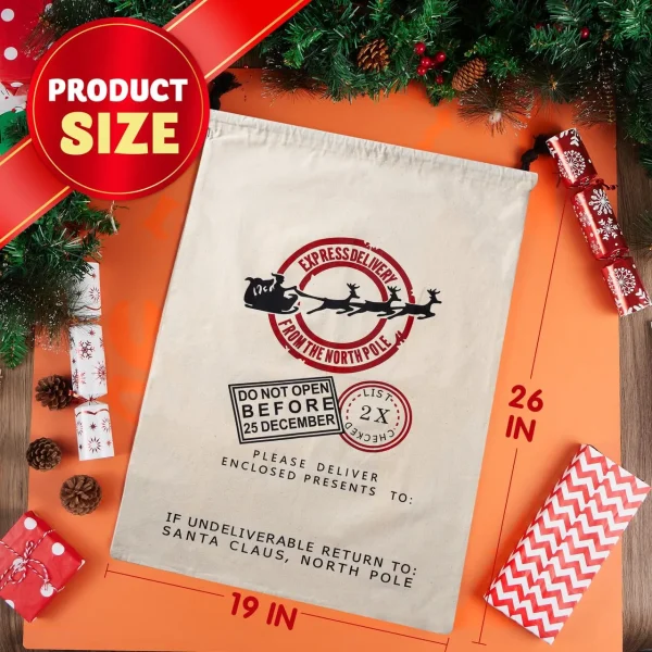 Christmas Drawstring Gift Bag Santa Burlap Sack 26