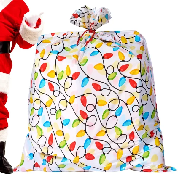 Christmas Jumbo Big Gift Bag 44” x 36”, Large Size Plastic Giant Gift Bag