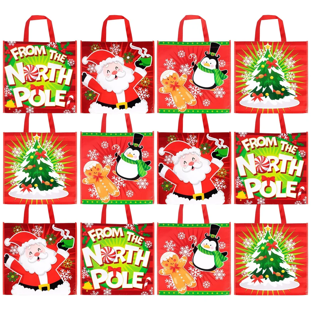 Red Reusable Christmas Tote Bags