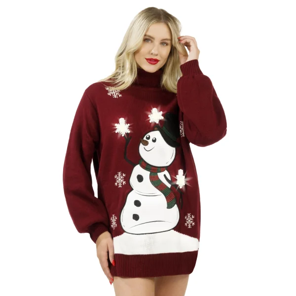 Womens Christmas Ugly Sweater Dress 3D Snowman