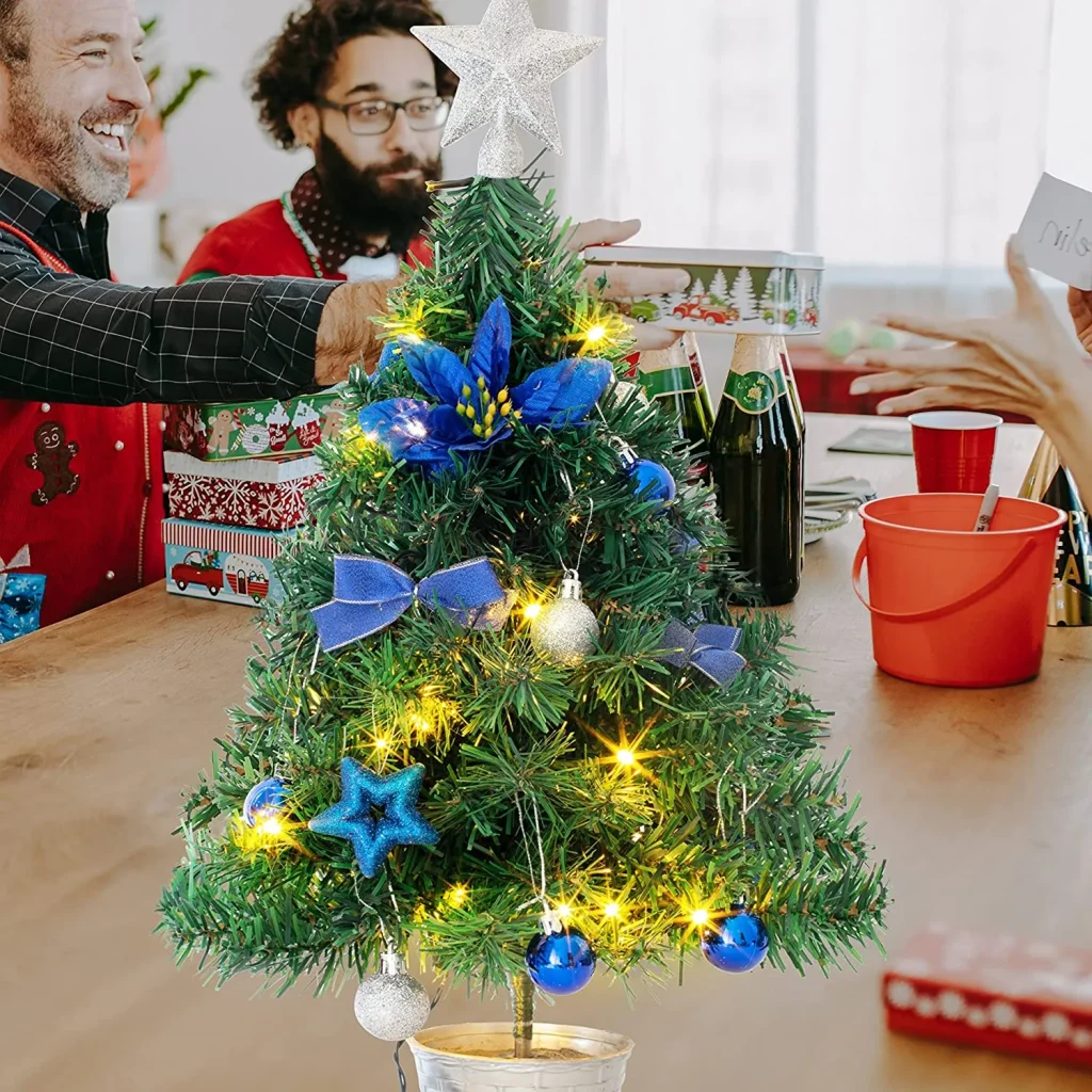 DIY Blue Small Tabletop Christmas Tree
