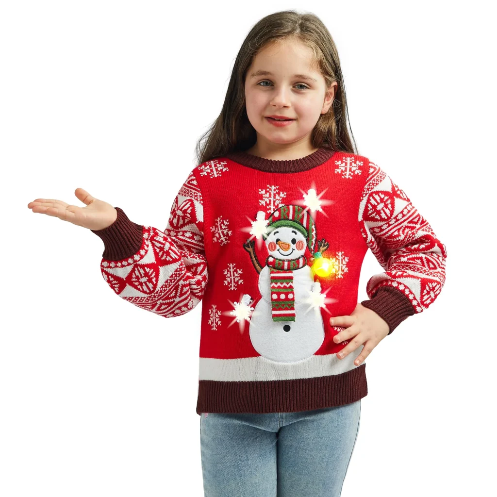 Girls Snowman Red Ugly Sweater