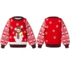 Kids Girls Snowman Red Ugly Sweater with Light Bulb