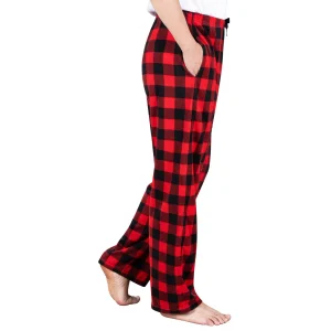 Men Red and Black Plaid Polar Fleece Pajama Pants