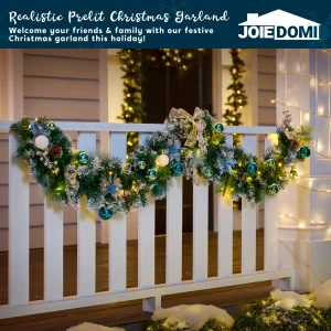 Pre-Lit 6ft Christmas Garland with Ball Ornaments