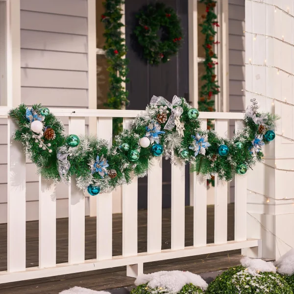 Pre-Lit 6ft Christmas Garland with Ball Ornaments
