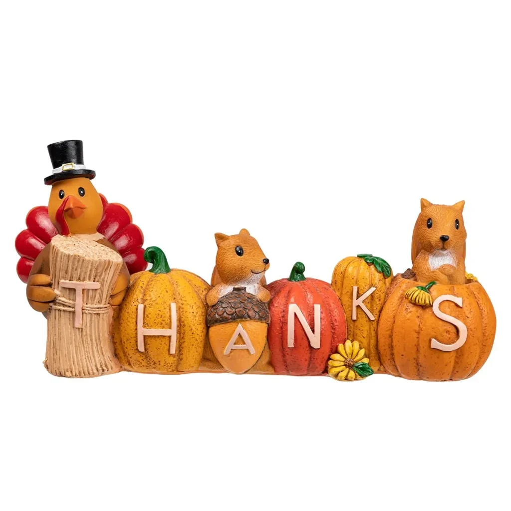 Pumpkin Turkey Figurine Thanksgiving Decorations Table