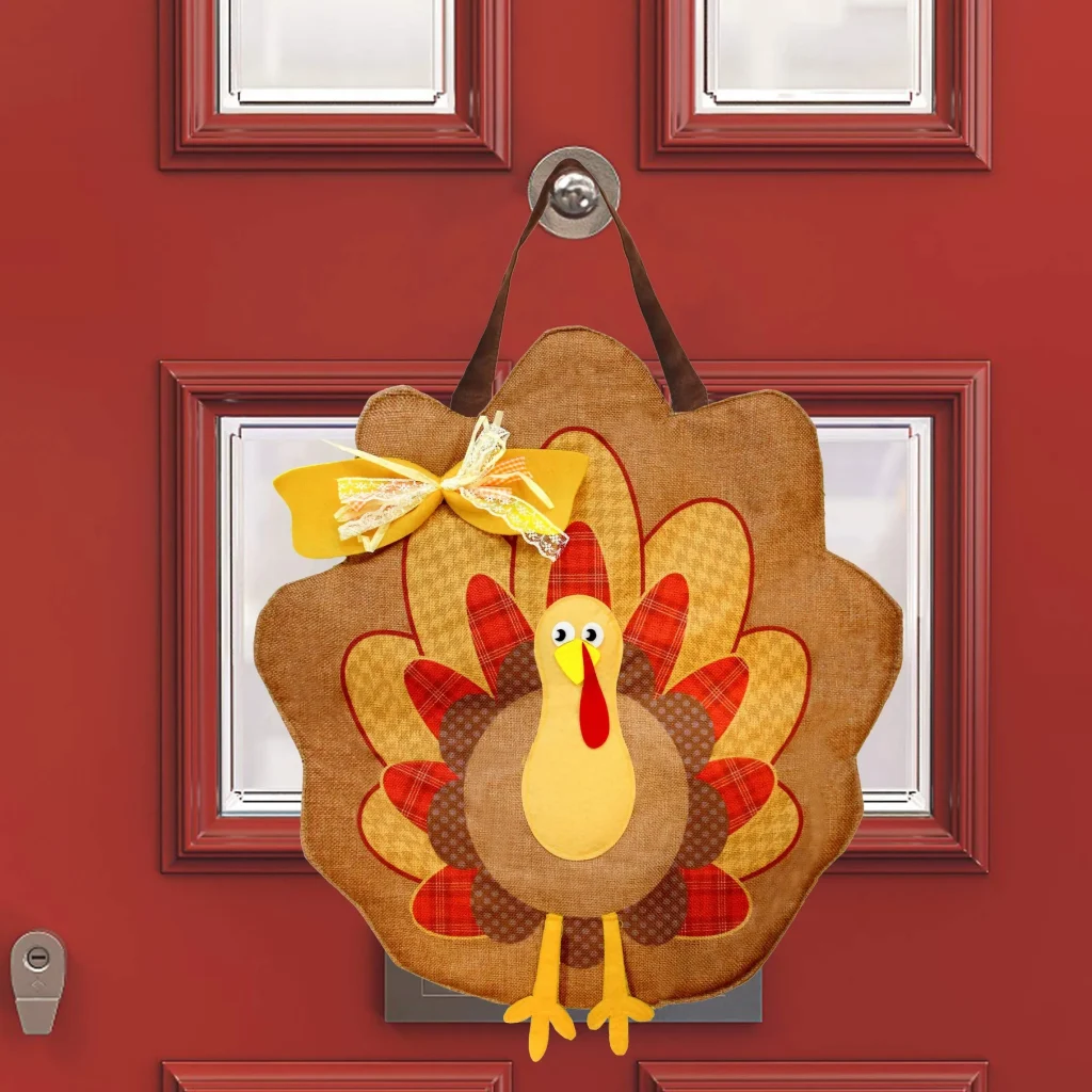 Turkey Burlap Door Decor for Thanksgiving