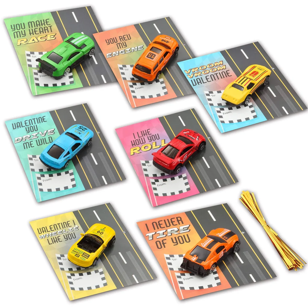 Valentines Cards with Die-Cast Racing Cars