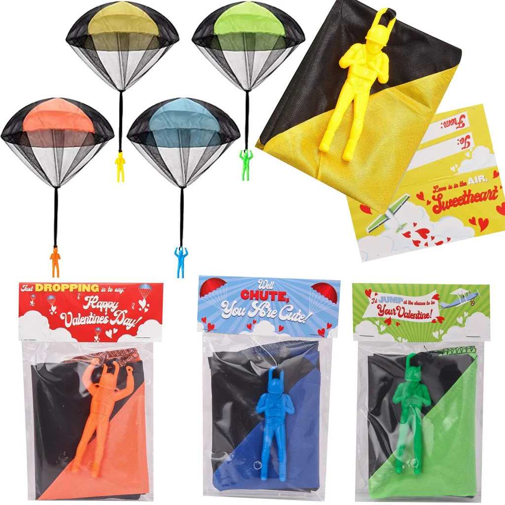 Classroom Exchange Valentine Cards with Parachute Toys