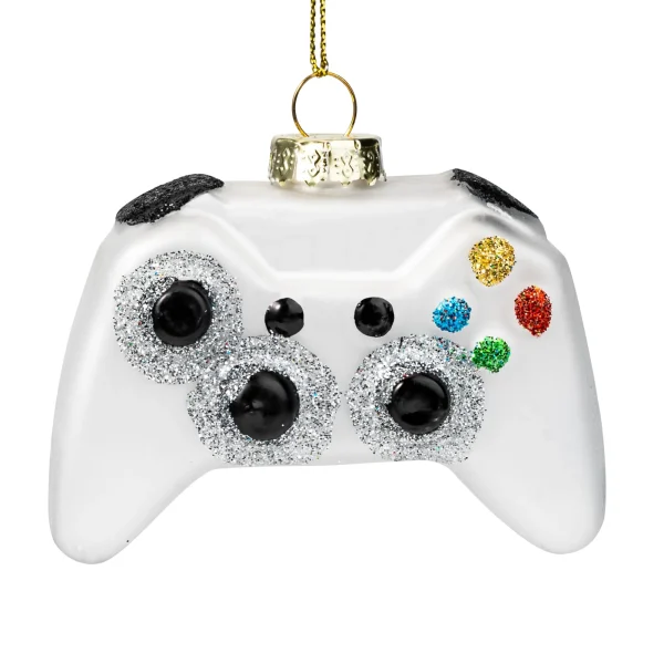 White Game Controller Glass Ornament