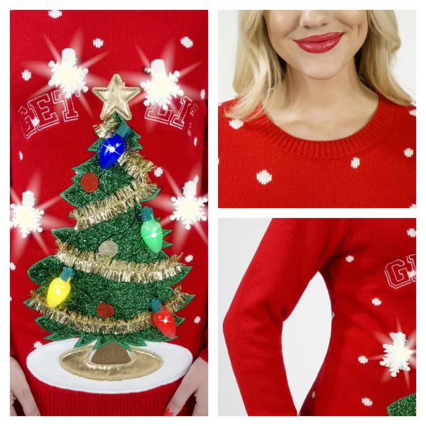 Woman Ugly Sweater Dress with 3D Christmas Tree