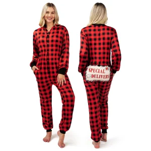 Women Christmas Plaid Flapjack Drop-Seat Pajamas