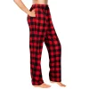Women Red and Black Plaid Pajama Pants, Polar Fleece Christmas Pajama Pants