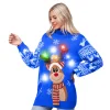 Women's LED Christmas Reindeer Ugly Long Sweater