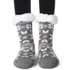 Womens Fleece Lining Fuzzy Slipper Socks, Non Slip Warm Soft Crew Socks