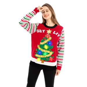Womens LED Light Up Ugly Christmas Sweater