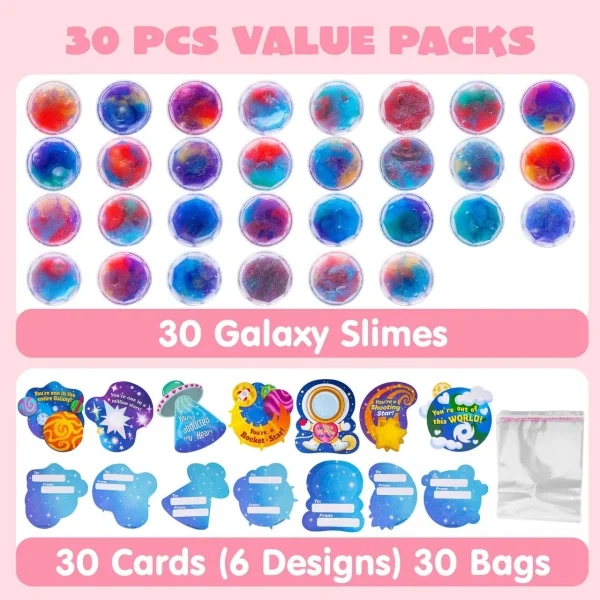 30 Pack Galaxy Slime with Irregularly Cards Stress Relief Fidget Toy
