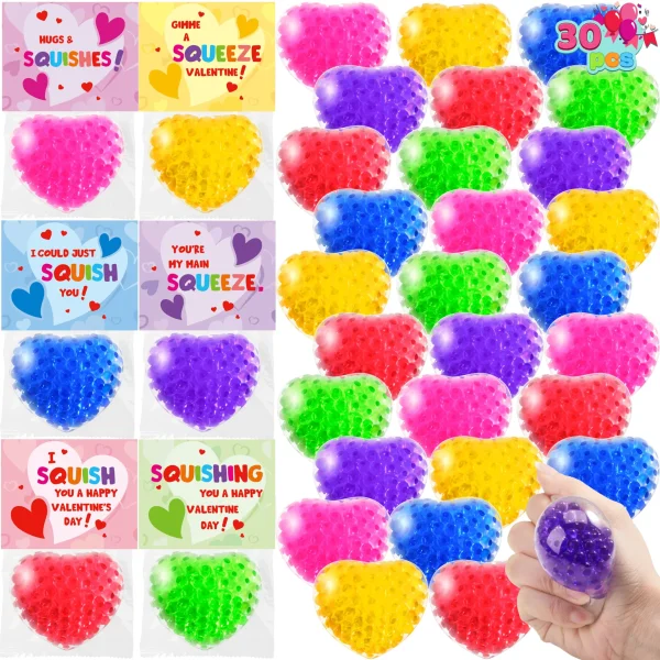 30 Packs Valentine's Day Water Droplets Heart Balls with Hangers (7)