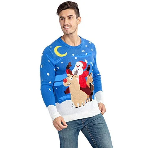 Mens Fuzzy Reindeer Christmas Sweater