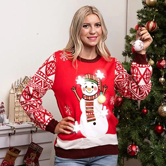 Adult LED Ugly Christmas Sweater Snowman