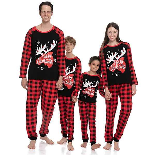 Black Moose Pajama Family Christmas Outfits