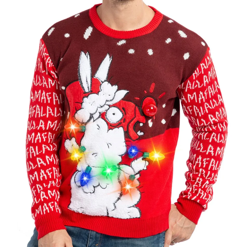 Christmas Sweaters Falallama Ugly Light Up Sweater