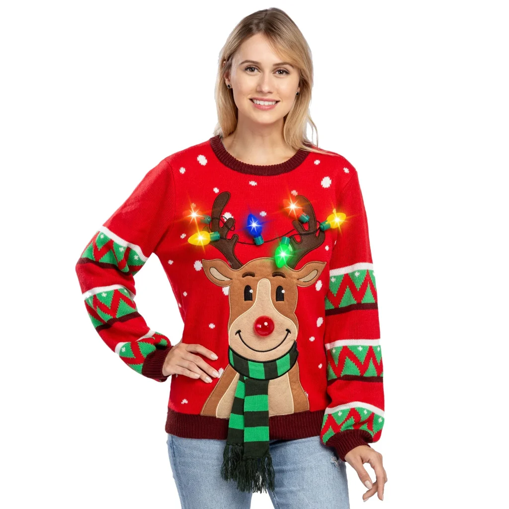 Womens Reindeer Christmas Ugly Sweater 