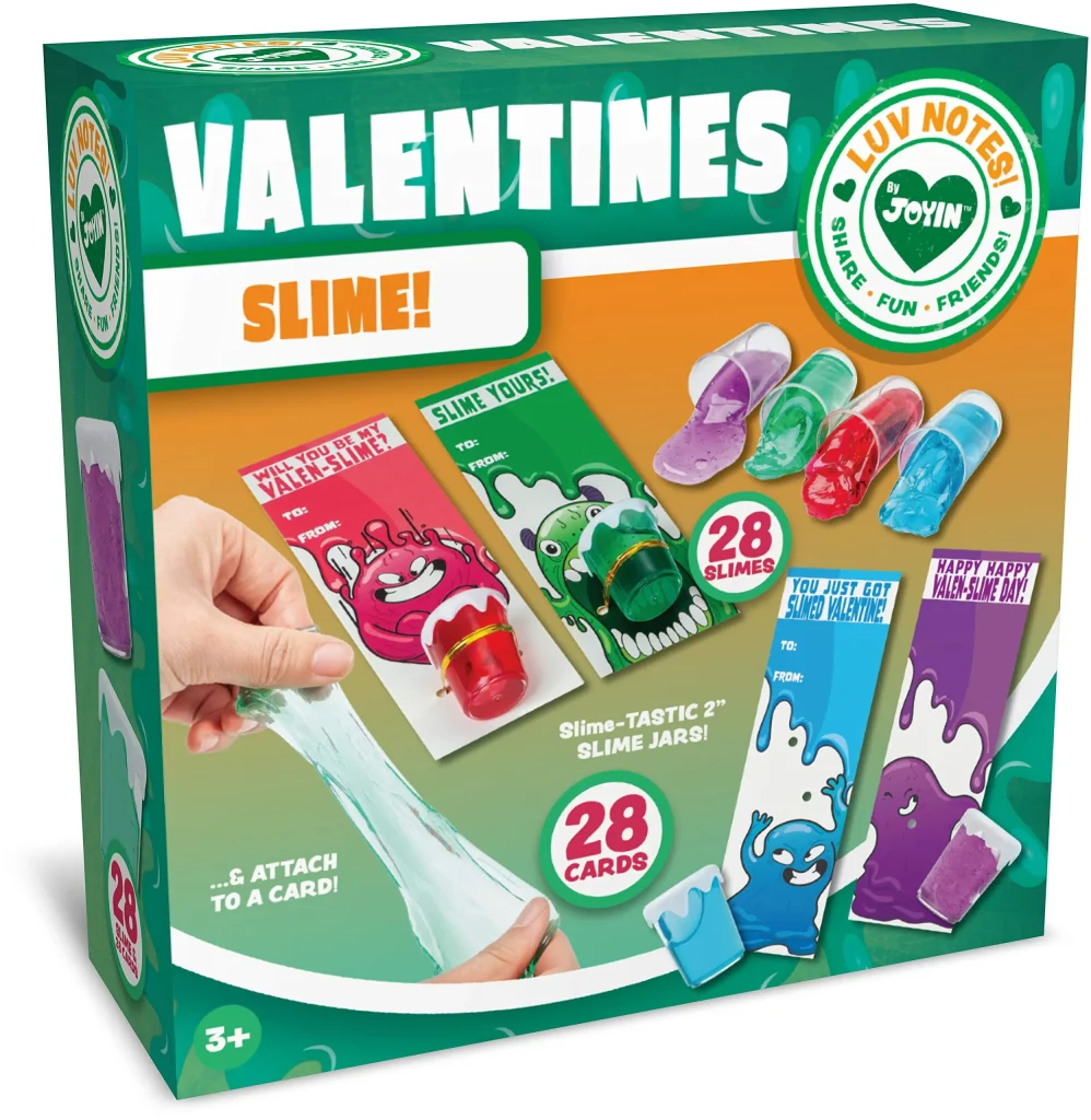  Valentines Cards with Slime Toy