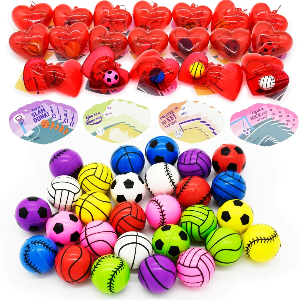 Valentine Bouncy Ball Filled Hearts Set