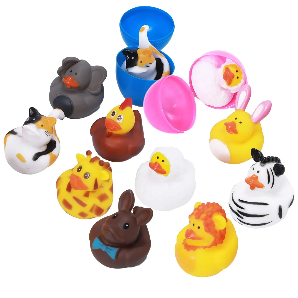 Animal Bath Ducks in Easter Eggs